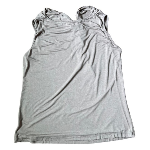 Eimin Draped Cowl Neck Sleeveless Jersey Stretch Taupe Blouse 2XL - Picture 6 of 10